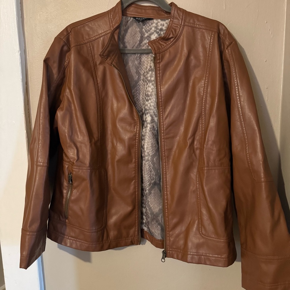 George Tan Leather Jacket - Picture 3 of 10